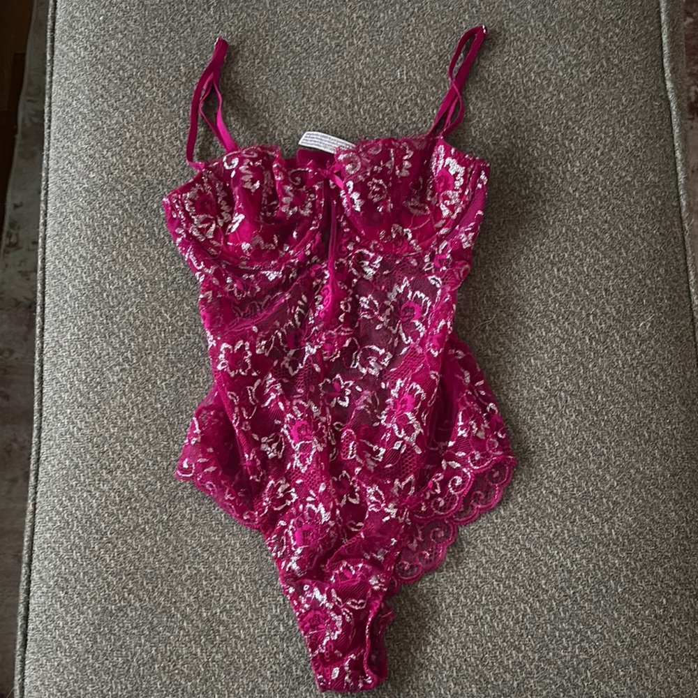 Lace Bodysuit in Vibrant Pink